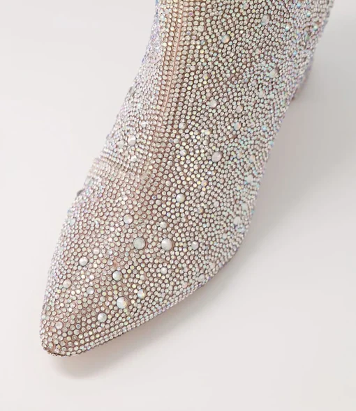 Store Glistin Silver Jewel Fabric Ankle Boots Women Ankle Boots