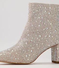 Store Glistin Silver Jewel Fabric Ankle Boots Women Ankle Boots