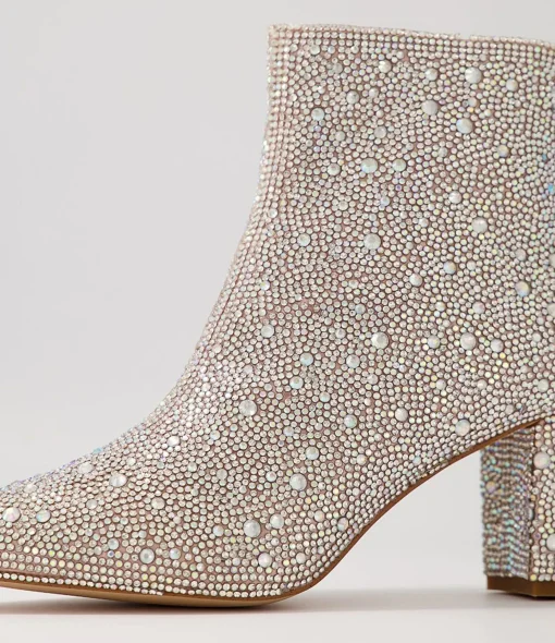 Store Glistin Silver Jewel Fabric Ankle Boots Women Ankle Boots