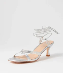 Best Goddess Silver Leather Sandals Women Heels