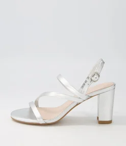 Fashion Goldy Silver Leather Sandals Women Heels