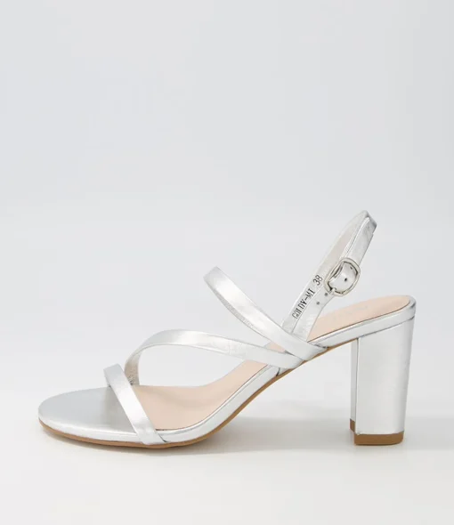 Fashion Goldy Silver Leather Sandals Women Heels