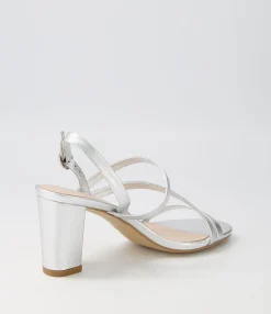 Fashion Goldy Silver Leather Sandals Women Heels