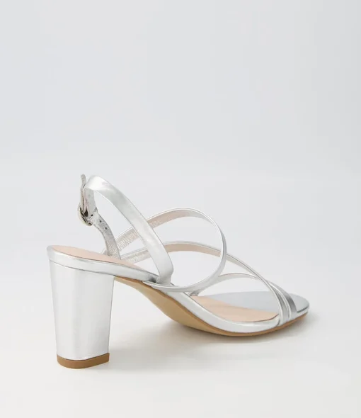 Fashion Goldy Silver Leather Sandals Women Heels