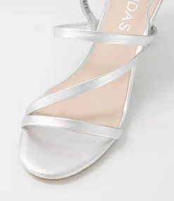Fashion Goldy Silver Leather Sandals Women Heels