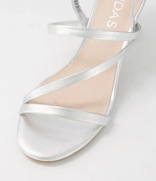 Fashion Goldy Silver Leather Sandals Women Heels
