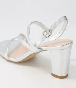 Fashion Goldy Silver Leather Sandals Women Heels