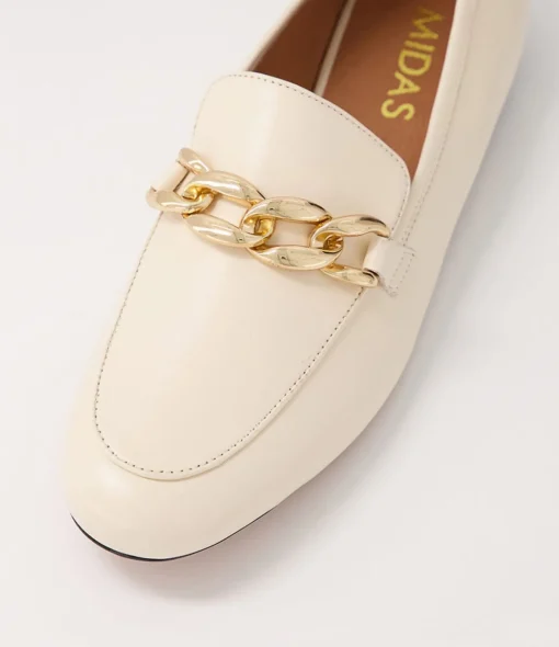 Fashion Gollish Cream Leather Loafers Women Loafers