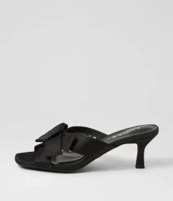 Best Sale Granger Black Satin Sandals Women Heels