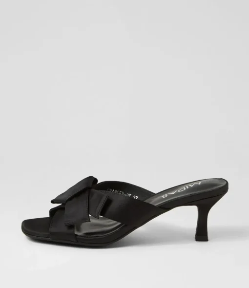 Best Sale Granger Black Satin Sandals Women Heels