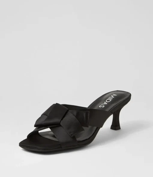 Best Sale Granger Black Satin Sandals Women Heels