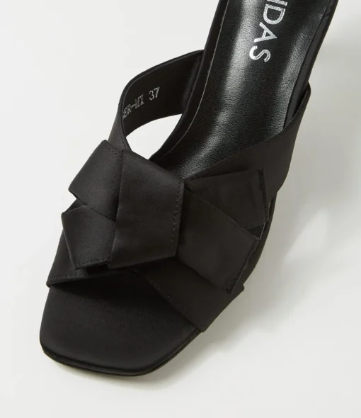Best Sale Granger Black Satin Sandals Women Heels