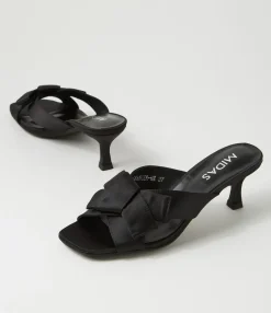 Best Sale Granger Black Satin Sandals Women Heels
