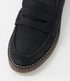 Best Sale Gulfie Black Leather Loafers Women Loafers