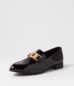 Hot Gummie Black Patent Leather Loafers Women Loafers