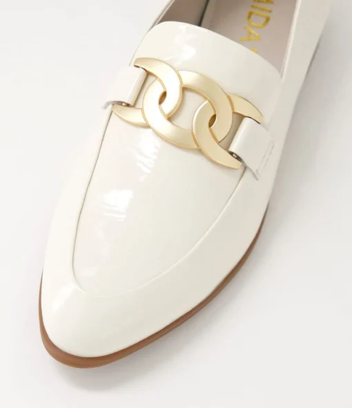 Flash Sale Gummie Ivory Patent Leather Loafers Women Loafers
