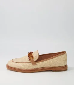 Cheap Gusto Natural Woven Leather Loafers Women Loafers