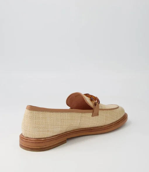 Cheap Gusto Natural Woven Leather Loafers Women Loafers