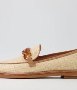 Cheap Gusto Natural Woven Leather Loafers Women Loafers