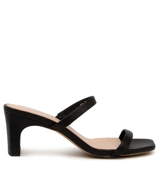 New Hail Black Leather Women Slides