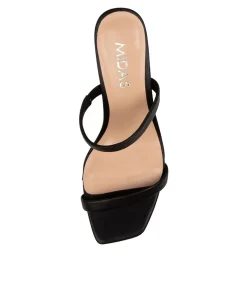 New Hail Black Leather Women Slides