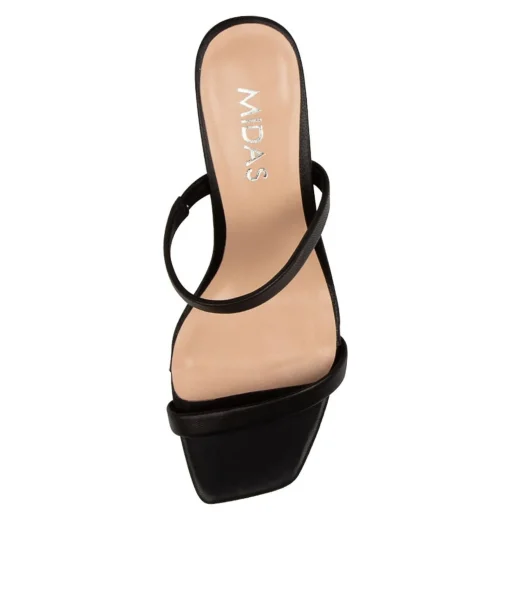 New Hail Black Leather Women Slides
