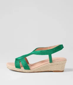Best Sale Haleb Emerald Rope Leather Espadrilles Women Heels