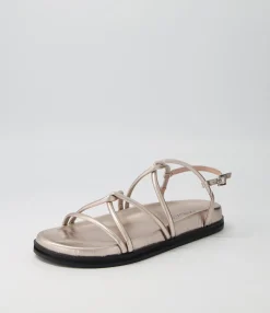 Store Hamala Dark Silver Leather Sandals Bs Women Flats