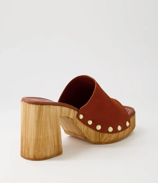 Clearance Harmon Cognac Suede Slides Women Slides