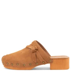 Store Hearmi Tan Suede Mules Women Flats