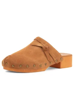 Store Hearmi Tan Suede Mules Women Flats