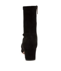 Best Heidi Black Microsuede Women Ankle Boots