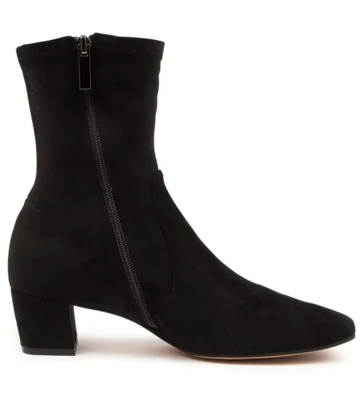 Best Heidi Black Microsuede Women Ankle Boots