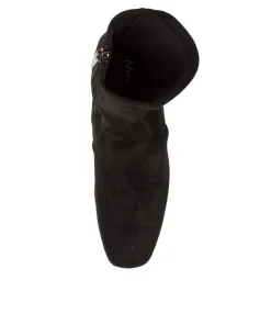 Best Heidi Black Microsuede Women Ankle Boots
