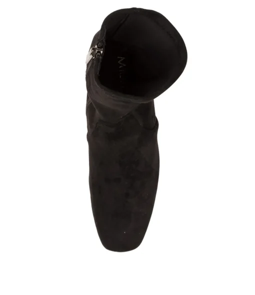 Best Heidi Black Microsuede Women Ankle Boots