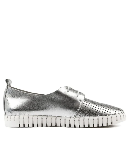 Sale Husto Silver Leather Women Sneakers