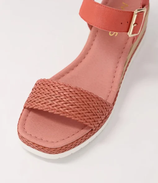 Online Imara Orange Weave Leather Sandals Women Wedges