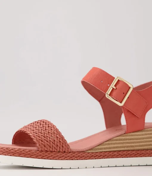 Online Imara Orange Weave Leather Sandals Women Wedges