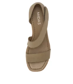 Best Sale Inari Khaki Leather Women Wedges