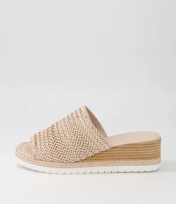 Online Isha Nude Weave Leather Slides Women Wedges