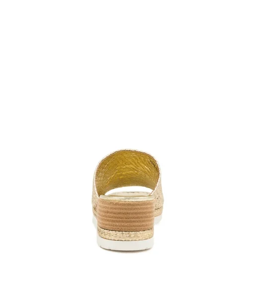 Best Sale Isha Pale Gold Leather Women Wedges
