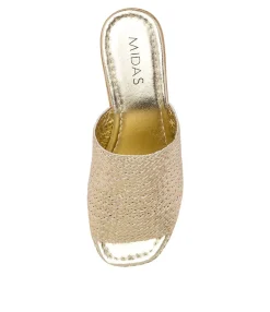 Best Sale Isha Pale Gold Leather Women Wedges
