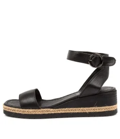 Flash Sale Ivana Black Leather Women Wedges