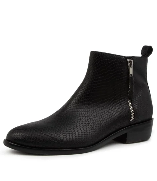 Cheap Izak Black Lizard Women Ankle Boots