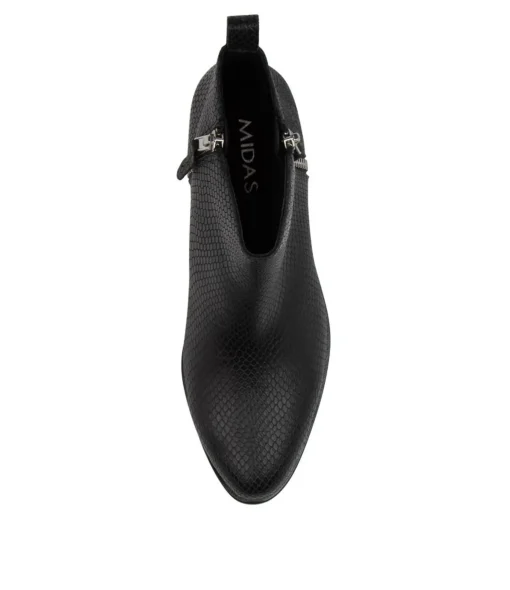 Cheap Izak Black Lizard Women Ankle Boots
