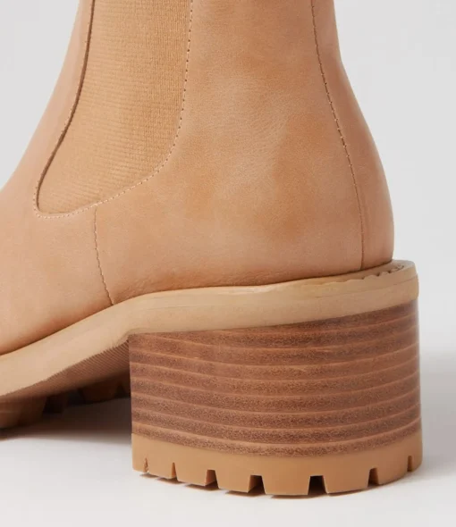 Best Jessies Cappuccino Leather Elastic Chelsea Boots Women Ankle Boots