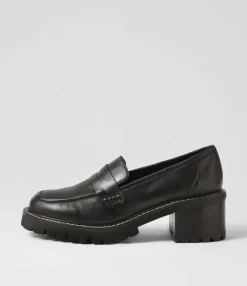 Outlet Jinner Black Leather Heels Women Loafers