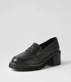Outlet Jinner Black Leather Heels Women Loafers