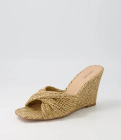 Store Kacha Natural Syn Raffia Slides Women Wedges