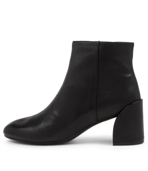 Hot Kamille Black Leather Ankle Boots Women Ankle Boots